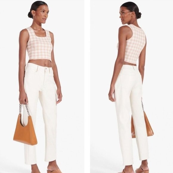 STAUD Pants - STAUD Eli Ivory White Vegan Leather Straight Leg Pants Size 16